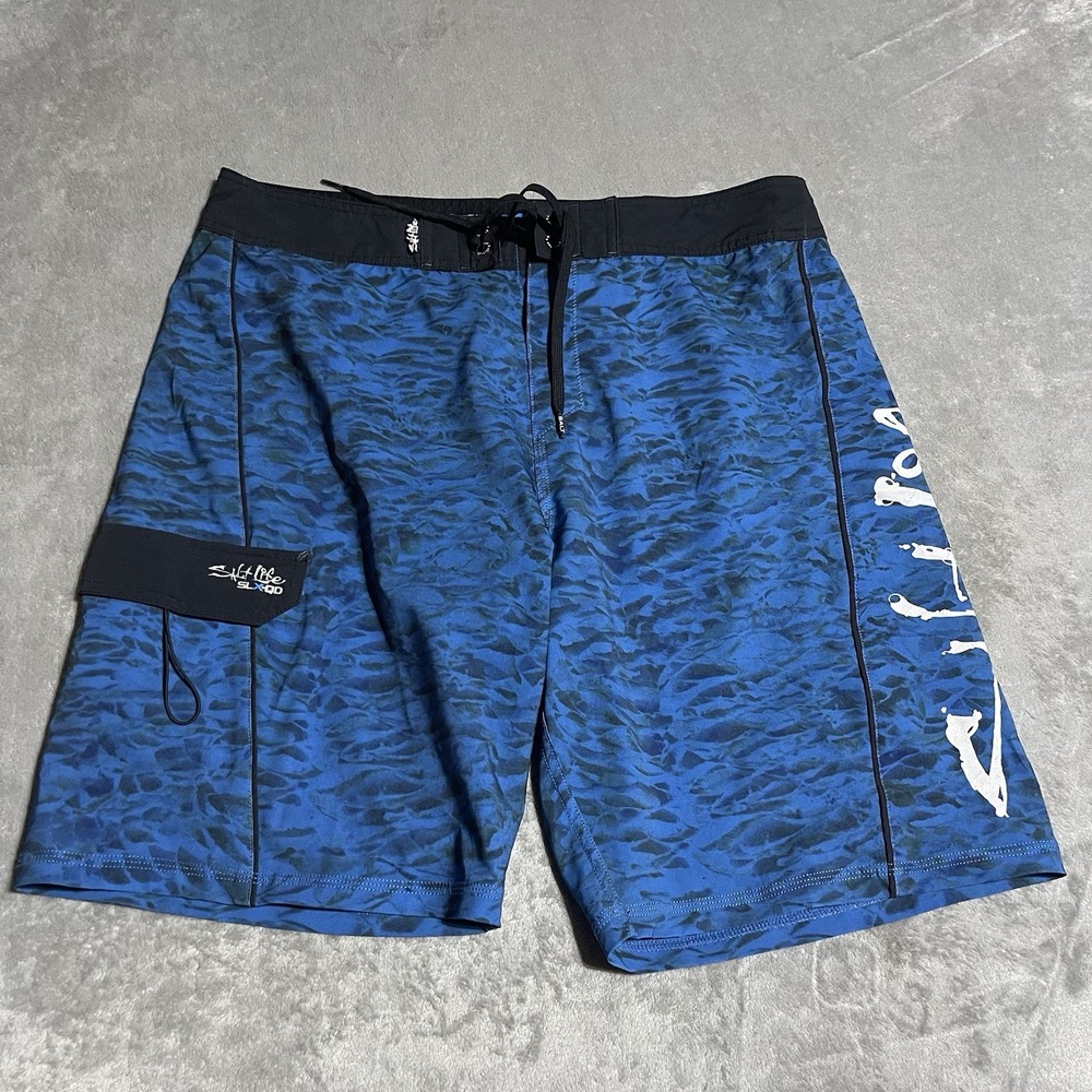 Salt Life Vapor Stretch Board Shorts Mens 36 Blue Unlined Pocket Draw String